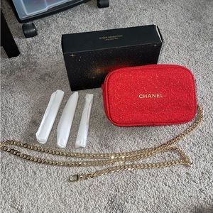 Chanel red cosmetics bag AND 3 LIPGLOSSES